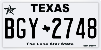 TX license plate BGY2748