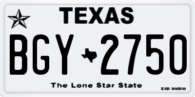 TX license plate BGY2750