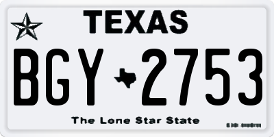 TX license plate BGY2753