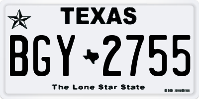 TX license plate BGY2755