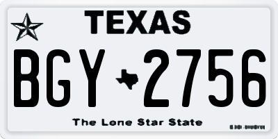 TX license plate BGY2756