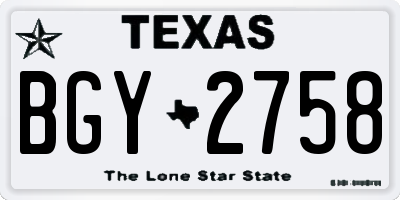 TX license plate BGY2758