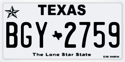TX license plate BGY2759