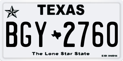 TX license plate BGY2760