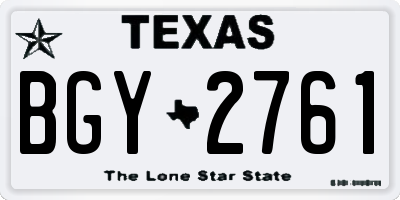 TX license plate BGY2761