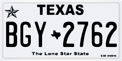 TX license plate BGY2762
