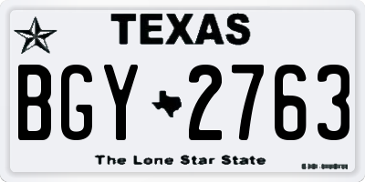 TX license plate BGY2763