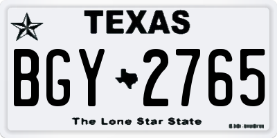 TX license plate BGY2765