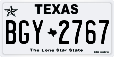TX license plate BGY2767
