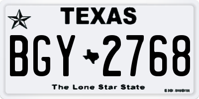 TX license plate BGY2768