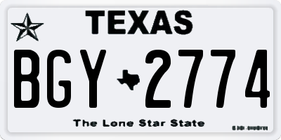 TX license plate BGY2774