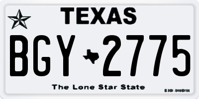 TX license plate BGY2775