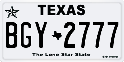TX license plate BGY2777