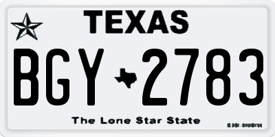 TX license plate BGY2783