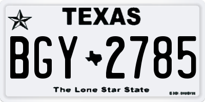 TX license plate BGY2785