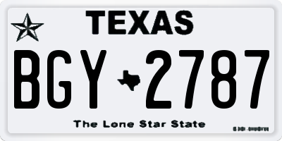 TX license plate BGY2787