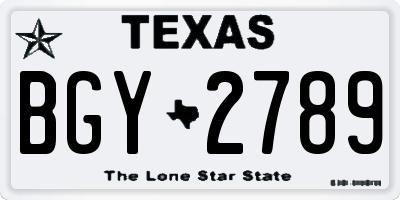 TX license plate BGY2789