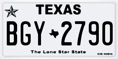 TX license plate BGY2790
