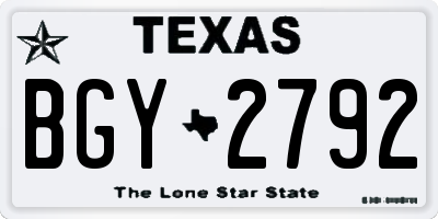 TX license plate BGY2792