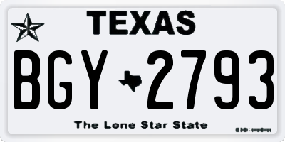 TX license plate BGY2793