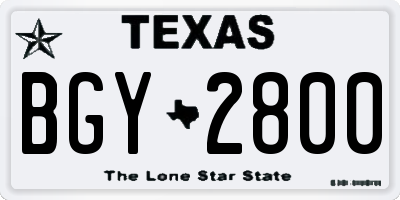 TX license plate BGY2800