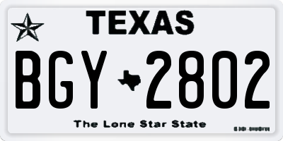 TX license plate BGY2802