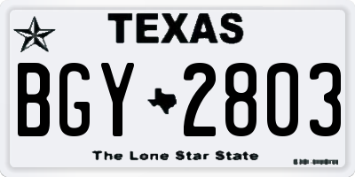 TX license plate BGY2803