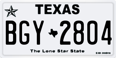 TX license plate BGY2804