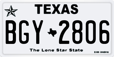 TX license plate BGY2806