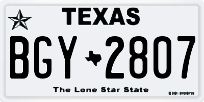 TX license plate BGY2807