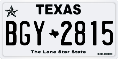 TX license plate BGY2815