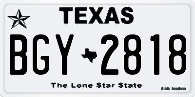 TX license plate BGY2818