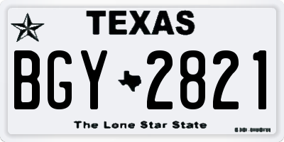 TX license plate BGY2821