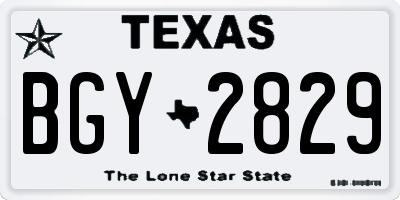TX license plate BGY2829