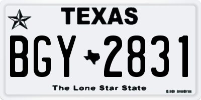 TX license plate BGY2831