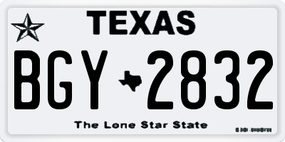TX license plate BGY2832