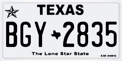 TX license plate BGY2835