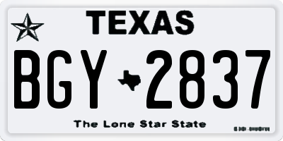 TX license plate BGY2837