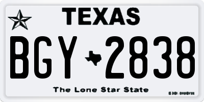 TX license plate BGY2838