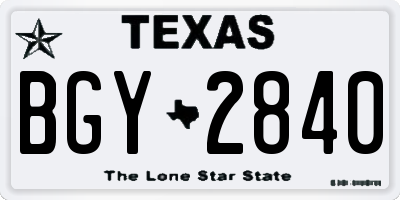 TX license plate BGY2840