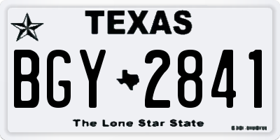 TX license plate BGY2841