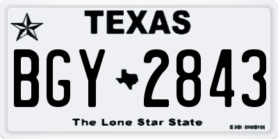 TX license plate BGY2843