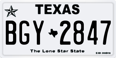 TX license plate BGY2847