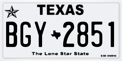 TX license plate BGY2851