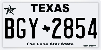 TX license plate BGY2854