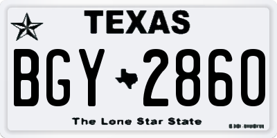 TX license plate BGY2860