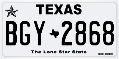 TX license plate BGY2868