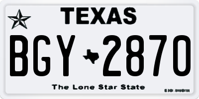 TX license plate BGY2870