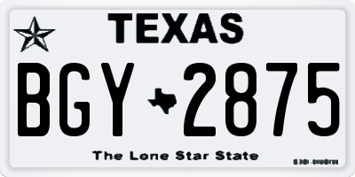 TX license plate BGY2875