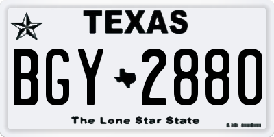 TX license plate BGY2880